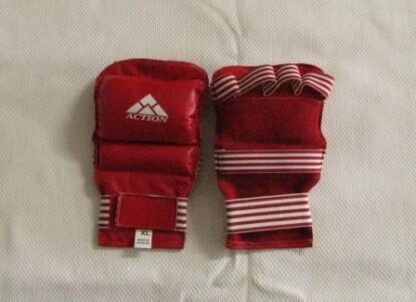 Gloves Fingerless Sparring Leather Red L