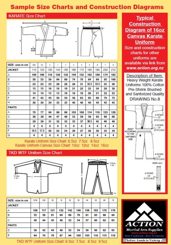 Uniform Size Charts · Action Martial Arts Supplies Ltd.